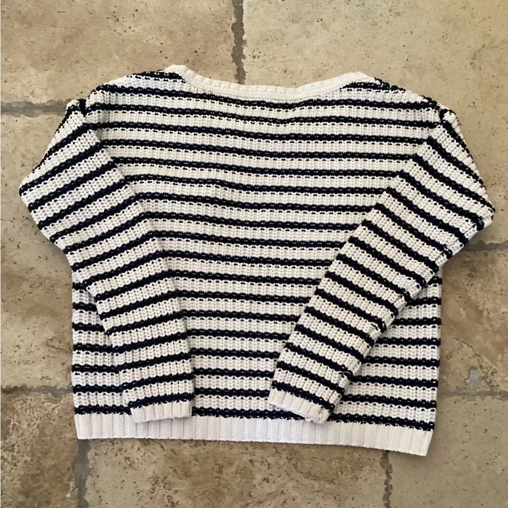 Tommy Hilfiger Cropped Sweater Striped with Zipper Detail, Size M - Picture 2 of 5